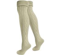 normani 2 x Traditionelle Bayrische Trachtensocken Lange Trachten Socken Strümpfe 80cm Farbe Natur Größe 43/46
