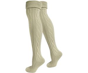 normani 2 x Traditionelle Bayrische Trachtensocken Lange Trachten Socken Strümpfe 80cm Farbe Natur Größe 43/46