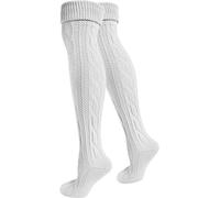 normani 2 x Traditionelle Bayrische Trachtensocken Lange Trachten Socken Strümpfe 80cm Farbe Weiß Größe 35/38