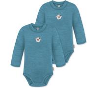 normani 2er Pack Baby Merino Woll Body Winter Langarmbody Einteiler mit Knopf - 100% RWS Merinowolle - OEKO-Tex Standard 100 Farbe Blau Größe 62