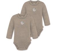 normani 2er Pack Baby Merino Woll Body Winter Langarmbody Einteiler mit Knopf - 100% RWS Merinowolle - OEKO-Tex Standard 100 Farbe Beige Größe 56