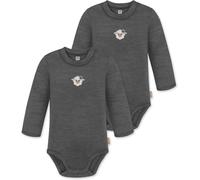 normani 2er Pack Baby Merino Woll Body Winter Langarmbody Einteiler mit Knopf - 100% RWS Merinowolle - OEKO-Tex Standard 100 Farbe Anthrazit Größe 74