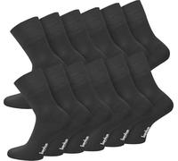 normani 3 oder 6 Paar Bambus Kurzschaft Socken mit Piquebund Farbe 6 Paar Schwarz Größe 39/42