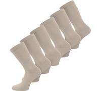 normani 3 oder 6 Paar Komfort-Socken ohne Gummi für Diabetiker - Baumwollsocken Diabetikerstrümpfe für Problemfüße Wasserbeine Elefantenfüße Farbe 6 Paar Beige Größe 47-50