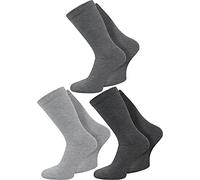 normani 3 oder 6 Paar Komfort-Socken ohne Gummi für Diabetiker - Baumwollsocken Diabetikerstrümpfe für Problemfüße Wasserbeine Elefantenfüße Farbe Grau-Sortiert Größe 43-46
