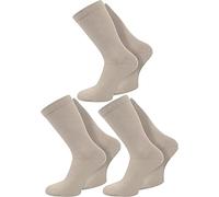 normani 3 oder 6 Paar Komfort-Socken ohne Gummi für Diabetiker - Baumwollsocken Diabetikerstrümpfe für Problemfüße Wasserbeine Elefantenfüße Farbe Beige Größe 39-42