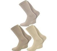 normani 3 oder 6 Paar Komfort-Socken ohne Gummi für Diabetiker - Baumwollsocken Diabetikerstrümpfe für Problemfüße Wasserbeine Elefantenfüße Farbe Beige-Sortiert Größe 39-42