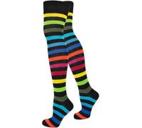 normani 3 Paar Damen Overknees Kniestrümpfe geringelt handgekettelte Fußspitze in verschiedenen Farben wählbar Farbe Regenbogen