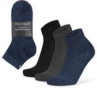 normani 3 Paar Kurzschaft-Socken Komfort-Socken Gesundheitssocken aus pflegeleichter Baumwoll-Mischung geruchsneutral klimaregulierend Farbe Blau/Anthrazit/Schwarz Größe 43-46