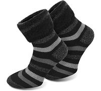normani 3 Paar Nie wieder Kalte Füße ! Super warme Polarsocken mit Schafwolle und Vollfrottee Farbe Extrem/Hot/Schwarz gestreift Größe 35/38