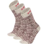 normani 3 Paar Warme Canadian Wollsocken mit gestrickter Skandinavische Länderflagge Damen und Herren aus 80% Schafwolle Farbe Rot Größe 35/38