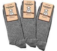 normani 3 Paar warme Schafwollsocken 100% Schafwolle für Damen und Herren - Wintersocken Wollsocken Norwegersocken Gr. 35-50 Farbe Grau Größe 43-46