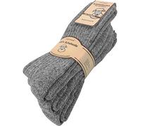 normani 3 Paar Wollsocken 100% Schafswolle Winterosocken für Damen und Herren Farbe Grau Größe 39-42