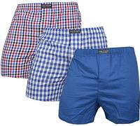 normani 3 x Herren Web Boxershorts aus Reiner Baumwolle Farbe Blau/Rot Größe L