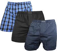 normani 3er Pack Herren Boxershorts aus 100% Baumwolle - Unterhosen im Mix für Männer Farbe Blau/Schwarz Größe L