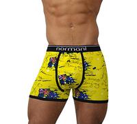 normani 4 x Herren Unterhose Boxershorts Retro Pants Farbiger Mix Schwarz/Gemischt/Neutral Farben Baumwolle mit Elasthan Farbe Crazy Yellow Britannia Größe XXL