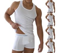 normani 5 x Herren-Unterhemd weiß aus 100% gekämmter Baumwolle Farbe Feinripp Weiß Größe 11=3XL