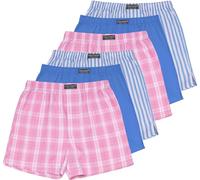 normani 6 Boxershorts 100% Baumwolle - Schön kariert, gewebt US Style Webboxer in modischen Farben und Kombinationen für den Herren dem Jungen, Unterhose aus gewebtem Material Blau/Pink S