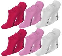 normani 6 Paar Damen Sneaker-Socken aus BAMBUS-Viskose - Superweich & atmungsaktiv - Ohne Gummibund - Handgekettelte Spitze - Ideal für empfindliche Füße Farbe Pink/Rosa/Weiß Größe 39/42