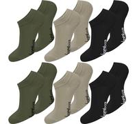 normani 6 Paar Damen Sneaker-Socken aus BAMBUS-Viskose - Superweich & atmungsaktiv - Ohne Gummibund - Handgekettelte Spitze - Ideal für empfindliche Füße Farbe Dunkelkhaki/Khaki/Schwarz Größe 35/38