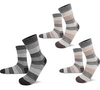 normani 6 Paar Geringelte Alpaka Wollsocken Wintersocken UNISEX - fein gestrickt, weich Farbe Beige-Beige-Anthrazit Größe 43-46