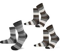 normani 6 Paar Geringelte Alpaka Wollsocken Wintersocken UNISEX - fein gestrickt, weich Farbe Braun-Braun-Anthrazit Größe 39-42