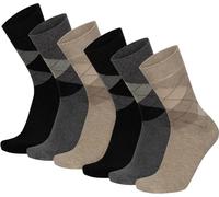 normani 6 Paar Herren Karo Socken mit Elasthan und breitem Komfortbund Größe 43-46
