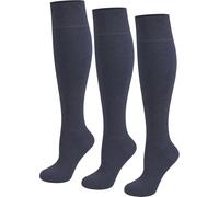 normani 6 Paar Kniestrümpfe aus Baumwolle mit Elasthan ohne Gummidruck - Hautfreundliche hohe Business Strümpfe für Damen und Herren Farbe Marine Größe 43/46