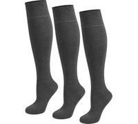 normani 6 Paar Kniestrümpfe aus Baumwolle mit Elasthan ohne Gummidruck - Hautfreundliche hohe Business Strümpfe für Damen und Herren Farbe Anthrazit Größe 39/42