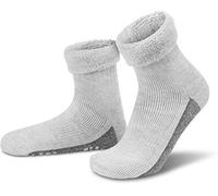 normani ALPAKA Wollsocken mit Alpaka- & Schafwolle sowie rutschfestem ABS-Aufdruck | Hausschuh-Socken | Dicke Kuschelsocken mit Antirutsch-Sohle Farbe Hellgrau Größe 47-50