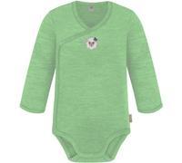 normani Baby Bio Merino Wickelbody Langarmbody mit Knopf aus Merinowolle Langarm-Strampler Einteiler 0-24 Monate für Junge und Mädchen Grün 50
