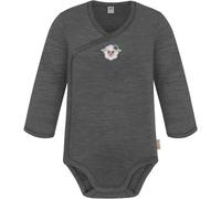 normani Baby Bio Merino Wickelbody Langarmbody mit Knopf aus Merinowolle Langarm-Strampler Einteiler 0-24 Monate für Junge und Mädchen Anthrazit 80
