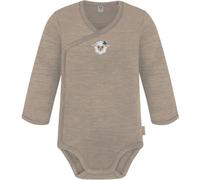 normani Baby Bio Merino Wickelbody Langarmbody mit Knopf aus Merinowolle Langarm-Strampler Einteiler 0-24 Monate für Junge und Mädchen Beige 68