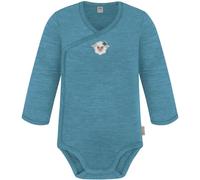 normani Baby Bio Merino Wickelbody Langarmbody mit Knopf aus Merinowolle Langarm-Strampler Einteiler 0-24 Monate für Junge und Mädchen Blau 56