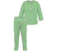 normani Baby Merino Set Wollpullover und Lange Unterhose Strampelhose mit Füßen - Schlafanzug Thermounterwäsche Winter Unterwäsche Pullover und Leggings mit Fuß Grün 92