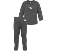 normani Baby Merino Set Wollpullover und Lange Unterhose Strampelhose mit Füßen - Schlafanzug Thermounterwäsche Winter Unterwäsche Pullover und Leggings mit Fuß Anthrazit 80