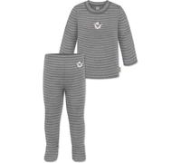 normani Baby Merino Set Wollpullover und Lange Unterhose Strampelhose mit Füßen - Schlafanzug Thermounterwäsche Winter Unterwäsche Pullover und Leggings mit Fuß Farbe Grau gestreift Größe 92
