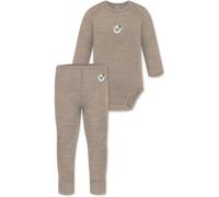 normani Baby Merino Winter Thermo Set Woll Langarm Body Strampler und Hose - Leggings Thermounterhose aus 100% Bio-Merinowolle für Junge und Mädchen Beige 74