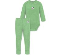 normani Baby Merino Winter Thermo Set Woll Langarm Body Strampler und Hose - Leggings Thermounterhose aus 100% Bio-Merinowolle für Junge und Mädchen Grün 80