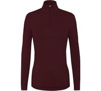 normani Damen Merino Zip Langarm-Shirt Outdoor Wollpullover mit Reißverschluss - 100% Merinowolle Pullover mit 1/4 Zip Farbe Bordeaux Größe M