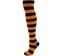 normani® Damen Overknees geringelt, blickdicht mit vielen Farbmustern Farbe Schwarz/Orange