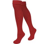 normani Damen Trachtensocken lange Kniestrümpfe/Oktoberfest Overknees mit Zopfmuster in verschiedenen Farben Farbe Rot Größe 39/42