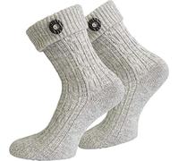 normani Damen und Herren Trachtensocken kurz oder Lang für Trachten Lederhose Oktoberfest Strümpfe Farbe Silbermelange mit Trachten-Knopf Größe 43/46
