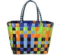 normani® Einkaufstasche Shopper geflochten aus Kunststoff - robuster Strandkorb Vintage Style 38cm x 25cm x 28cm Classic/Millennium Einheitsgröße