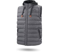 normani Herren Bodywarmer wattierte Outdoor Weste mit abnehmbarer Kapuze und wasserdichten Reißverschlüssen Farbe Grau Größe 4XL