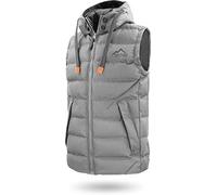normani Herren Outdoor Weste Steppweste mit abnehmbarer Kapuze und Stehkragen, große Seitentaschen und ECO-Obermaterial aus PET-Flaschen - SBS-Reißverschlüsse Grau 7XL