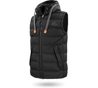 normani Herren Outdoor Weste Steppweste mit abnehmbarer Kapuze und Stehkragen, große Seitentaschen und ECO-Obermaterial aus PET-Flaschen - SBS-Reißverschlüsse Schwarz 4XL