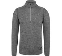 normani Herren Premium Merino Outdoor Langarm-Shirt Longsleeve mit Reißverschluss, 100% Merinowolle Pullover mit 1/4 Zip Grau-Meliert L