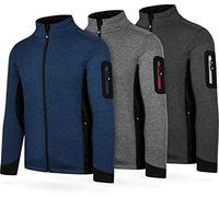 normani Herren Strick-Fleecejacke Strickjacke Cardigan mit Stehkragen und Seitentaschen Outdoor Sweatshirt Anthrazit 3XL