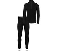 normani Herren Thermounterwäsche-Set 100% Merinowolle Pullover mit YKK-Reißverschluss und Thermounterhose Farbe Dunkelschwarz Größe 5XL